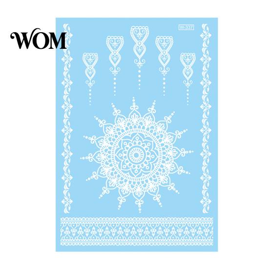 Eco-friendly Tattoo Sticker White Lace for Women, Temporary Face Body Skin-friendly Arm, Waterproof Fake Decal Wedding Party Festival Safe Tattoos