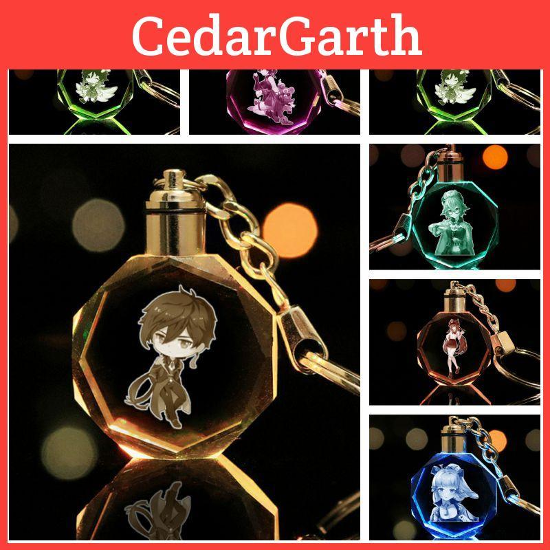 Captivating Genshin Impact Crystal Led Keychain Perfect Gift For Game Lovers