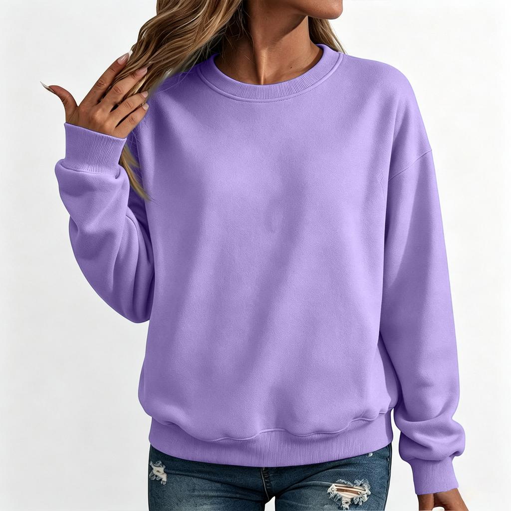 Damen Übergröße Pullover Sweatshirt Lockerer Schnitt Rundhalsausschnitt Farbe Lässiges Oberteil für den Alltag