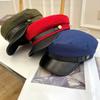 Leather Winter British Style Autumn Men Sailor Caps Fishing Cap Women Captain Caps Flat Navy Hats