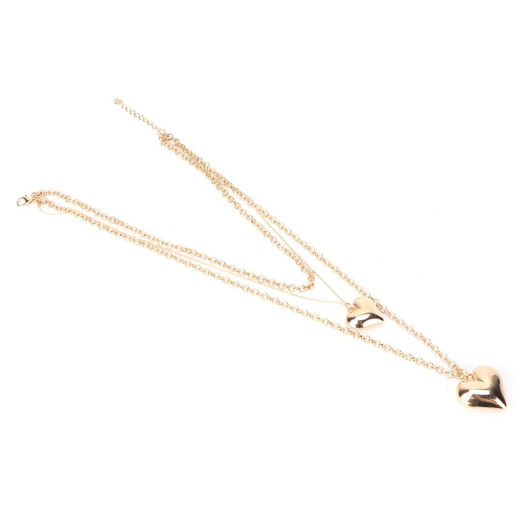 Multilayer Heart Pendant Necklaces Alloy Heart Long Chain Necklaces for Women Gold