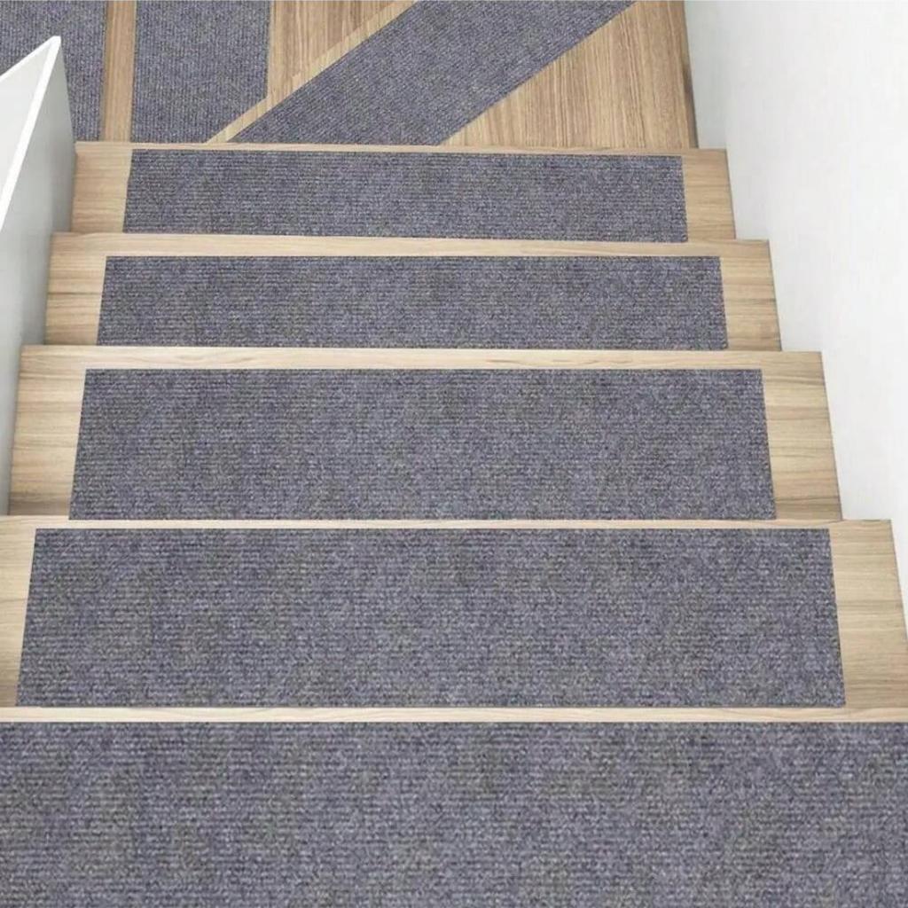 5pcs 100X20cm Staircase Mat Self-adhesive Safety Door Mat Soft Stripe Non-Slip Stair Tread Carpet Mat Home Decor