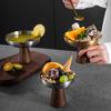 Premium Stainless Steel Dessert Cup With Wooden Stand High Footed Serving Dish Ideal For Ice Cream And Salad