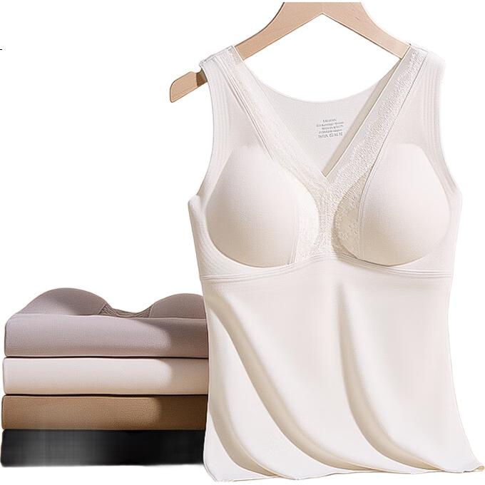 MiiOW Thermal Fleece Heated Warm Vest Women's Lace Padded Bra Tank Top Black