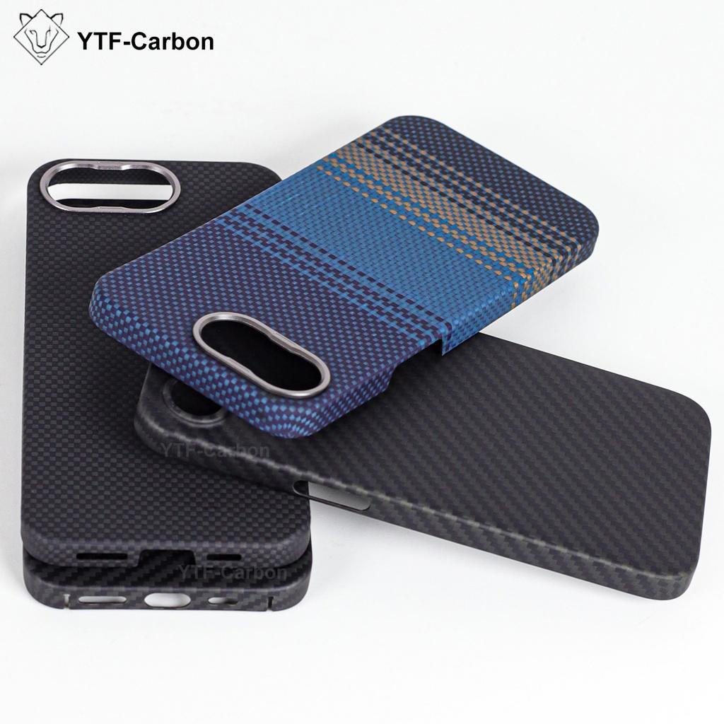 YTF Magnetic Case For iPhone 17e 16e Aramid Fiber Phone Case for Magnetic 17e Thin Luxury 16e  Cover Protective Kevlar Case