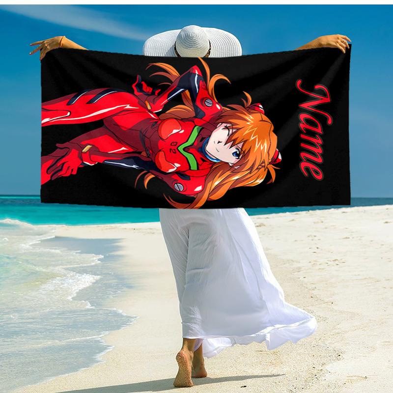 Personalized customized proof beach towel with Asuka Langley Soryu  pattern - soft, absorbent, quick-drying, perfect swimming, camping&bathing