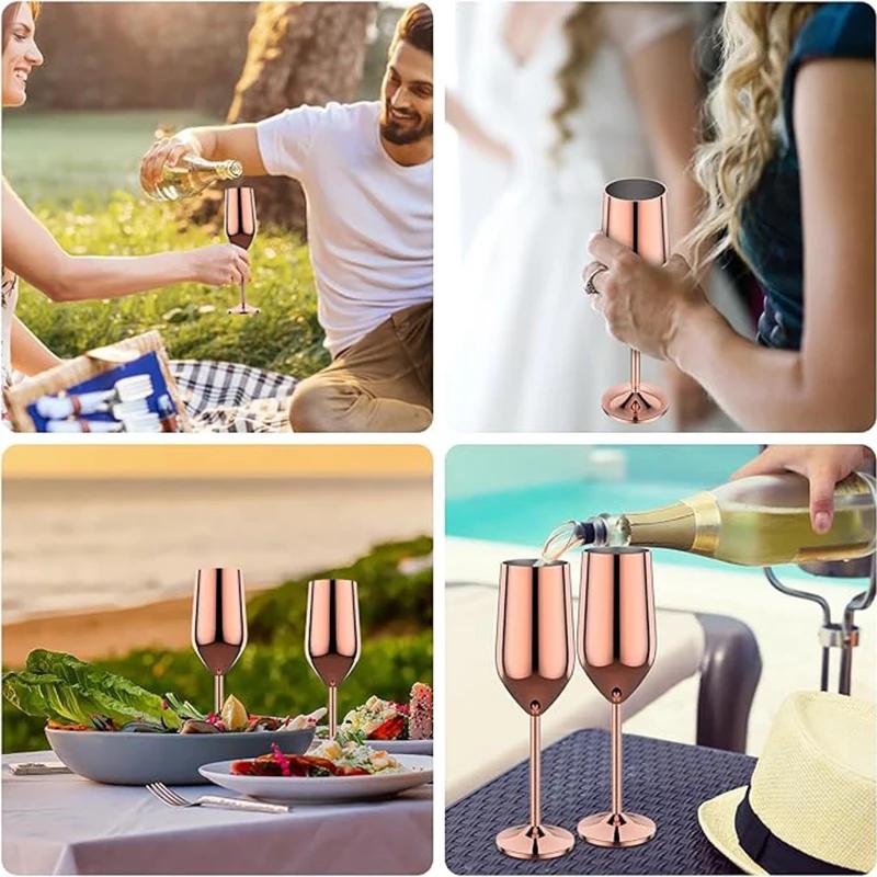 4Pcs Stainless steel wine glasses unbreakable metal cocktail glasses 220ml for drinking cocktails and wine in the at bar Cup