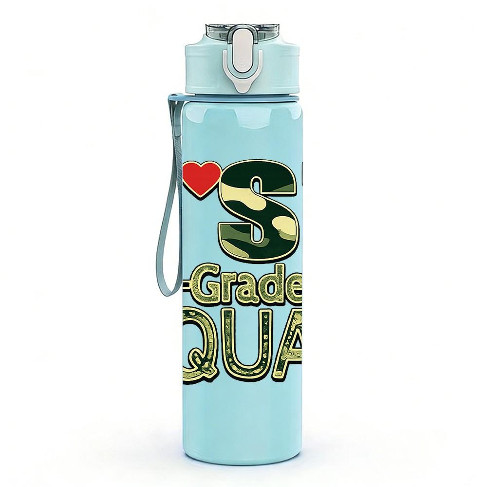 1PC 1st Girl Squad Birthday Text Print 750ml Color Plastic Sports Water Bottle Leakproof Flip Straw Lid Suitable for Sports Office Home Use