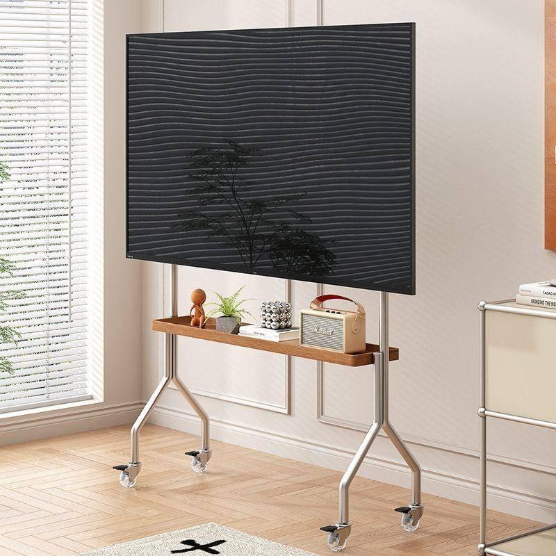 43-75 Zoll Wohnzimmer-TV Beweglicher Ständer Schlafzimmer Universeller Mobiler TV-Wagen aus Edelstahl Großer Bildschirm Bodenständer