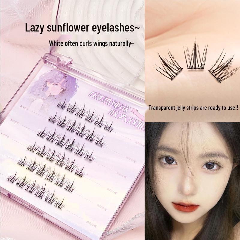 Lotus Elf Girl Glue-Free Removable False Eyelashes - Super Fine Lightweight Single Cluster