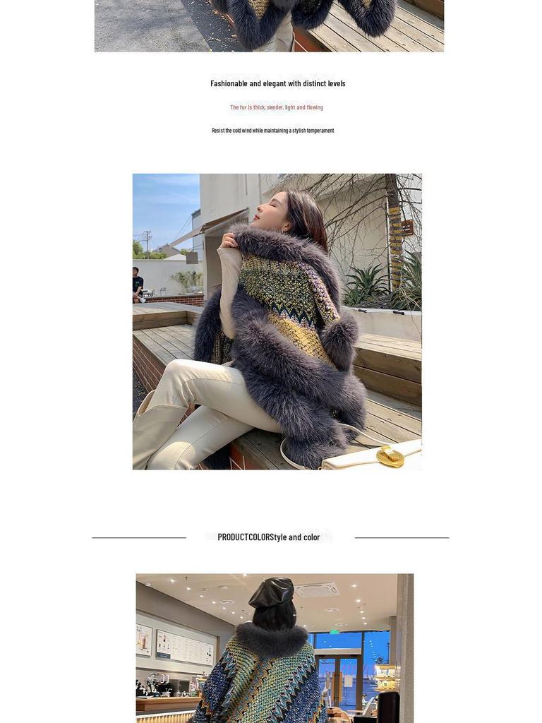 Rabbit Fur Shawl Women's Outerwear: New Autumn/Winter Fashion Cloak with Thickened Collar