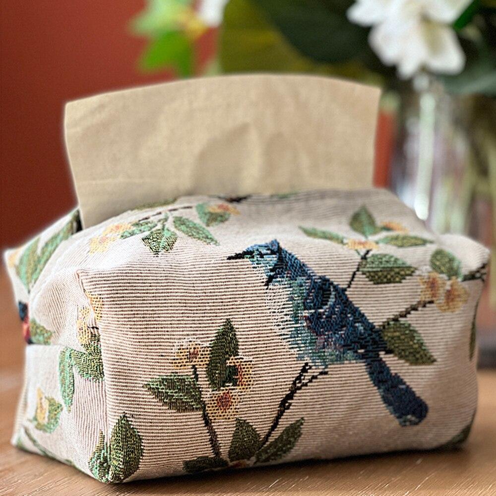 Paper Drawing Bag Tissue Box European Retro StyleTissue Case Tissue Cover Fabric Drawing Box Living Room Paper Household Desktop