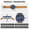 BY BENYAR Chronograph Analog 30M Water Leather Strap Quartz Gift for Available In and Blue Men's Watch, Resistant, Simple, Stylish, Popular, Formal,