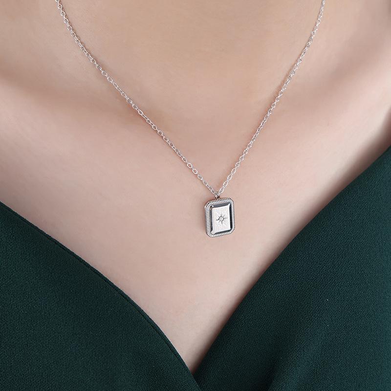 

Zircon Geometry Pendant Necklace For Women Ins Korean Style Simple Gold Color Titanium Steel Neck Chain Fashion Jewelry Gifts