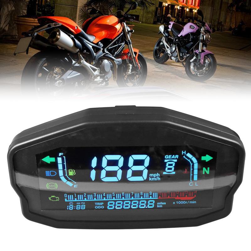 Motorcycle Instrument Cluster Speedometer Tachometer LCD Digital Display Water Temperature Oil Level Meter