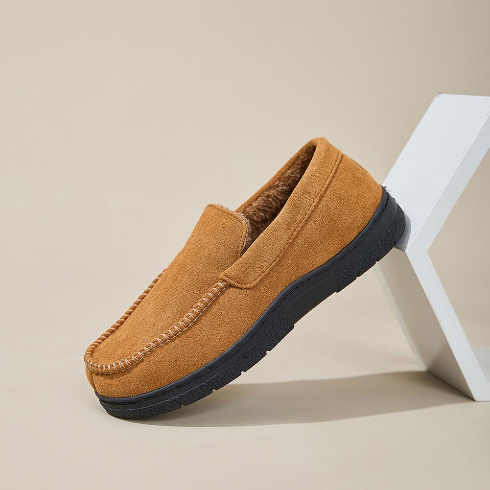 Men's Slippers Fluffy Warm Moccasin Slippers Closed Back Bedroom Slippers Non-Slip Home Shoes for Indoor Outdoor