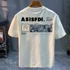 Round Neck Trendy Tops, Fashionable and Versatile Men's T-shirts, Loose Printed Short Sleeves for Couples Cotton