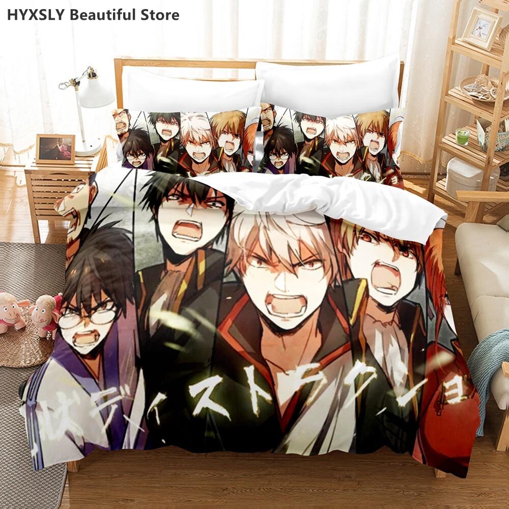 Gintama Bedding Set Duvet Cover Pillowcases For Adult Kids Single Double Full Queen King Kids Teens Sakata Gintoki Bed Linen