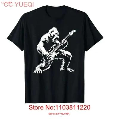 Playing Guitar Rock Music Band Sasquatch T Shirt Vintage Washed Comfortable Versatile Designer Clothes Homme Graphic  Vintage