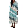 Women's Casual Fashion V-Neck Long Sleeve Floral Print Maxi Dress