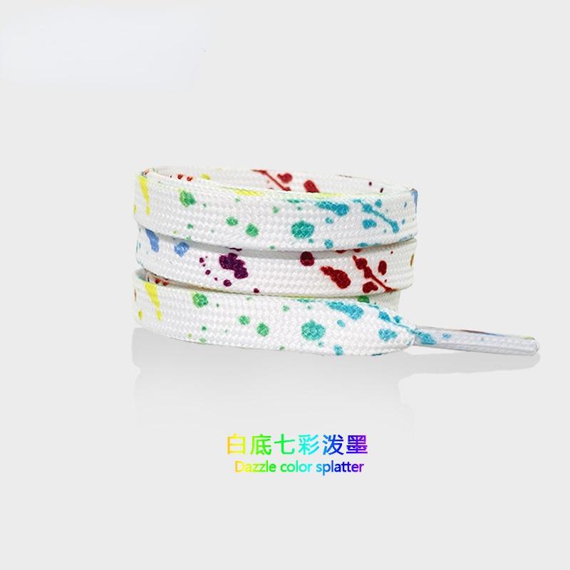 Rainbow Shoelaces for Sneakers Quality Fabric ink Splatter Shoe laces Fashion 0.8cm Flat AF1 Laces for Shoes 100/120/140/160CM