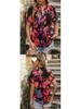 Women's Colorful Floral Print V-Neck Short-Sleeve Top - Summer Fashion