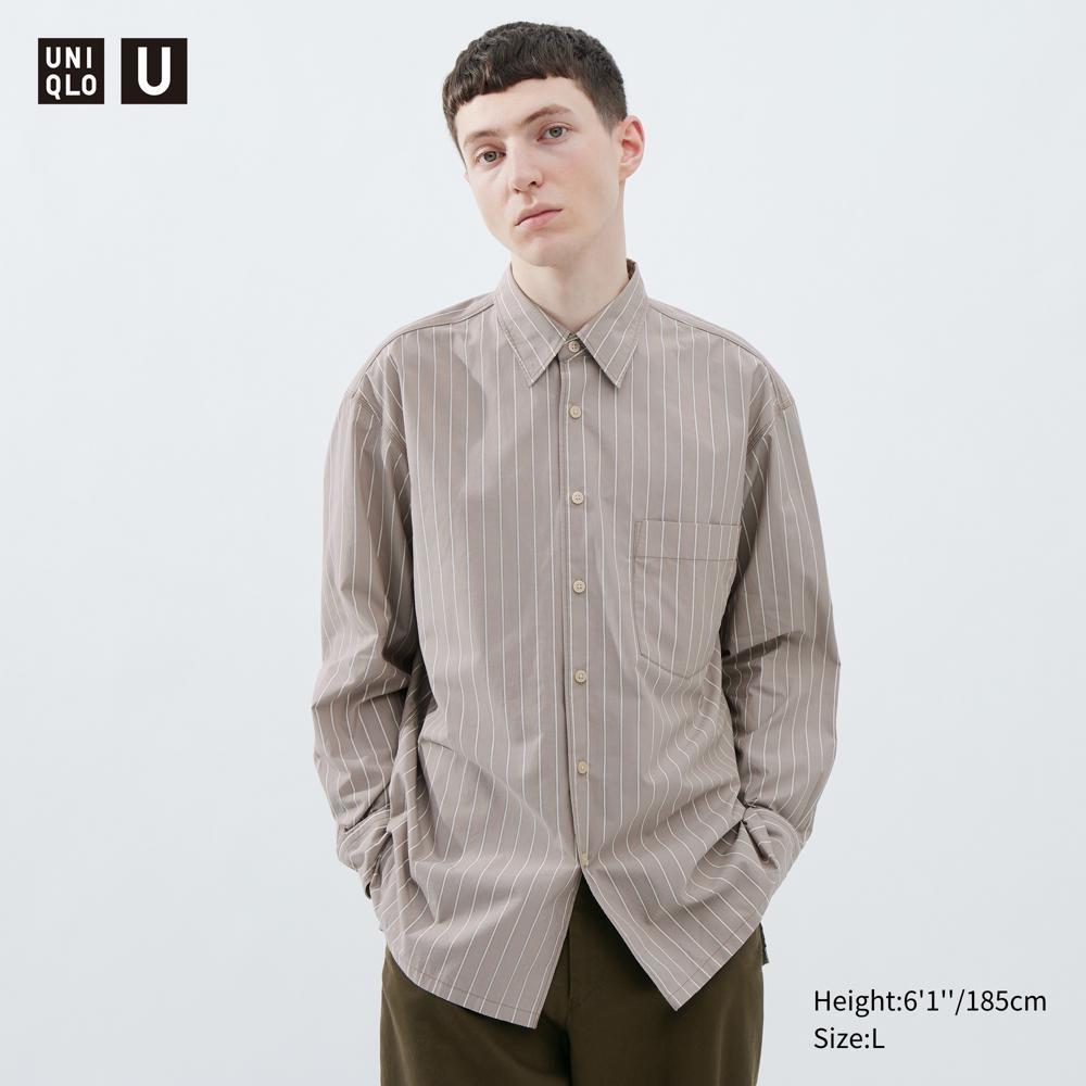 

Рубашка в широкую полоску UNIQLO в стиле оверсайз (Длинный рукав)