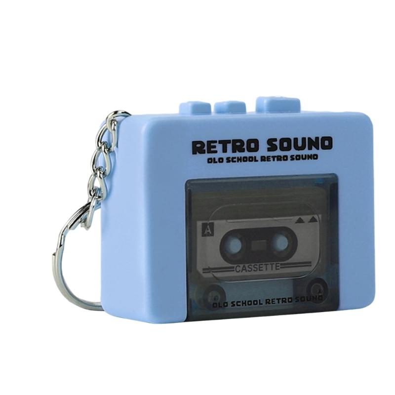 Miniature Retro Tape Recorders Keychains Creative Cassettes Player Keychains with 3 Songs and Recording Function for Backpacks and Handbags