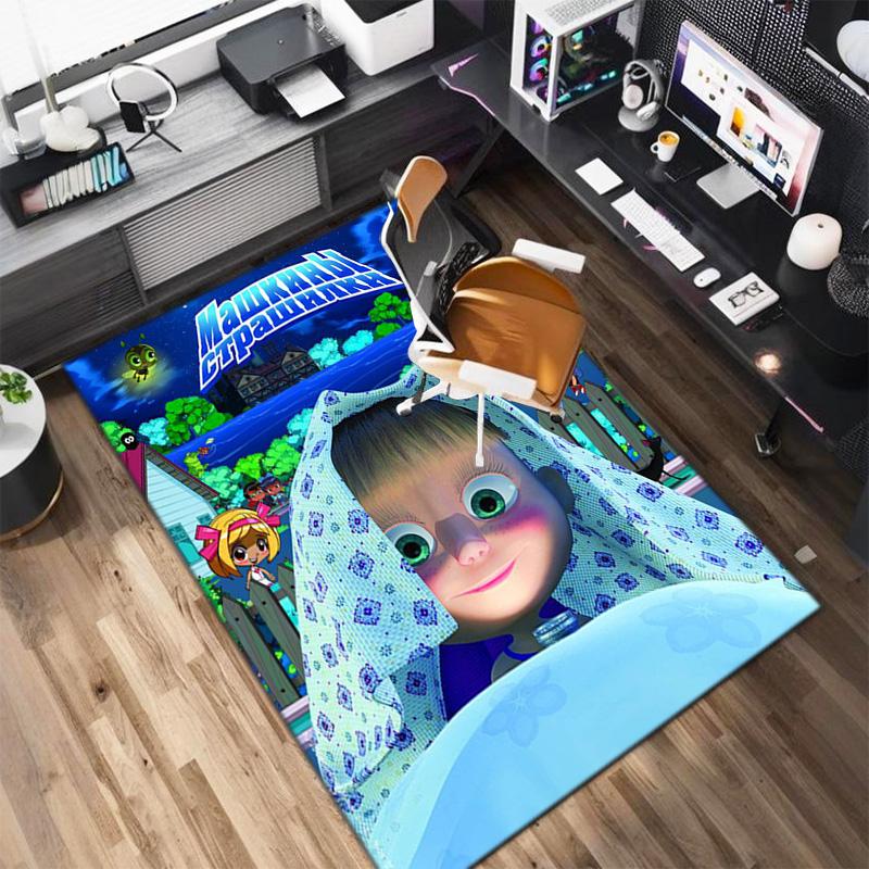 Russian animation Masha and the Bear Fairy Tale Cartoon Carpet Soft Home Living Room Bedroom Door Mat Outdoor Picnic Ground Mat rug T1