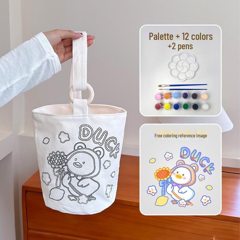 DIY Cartoon-Maltasche für Kinder: Umweltfreundliche, handbemalte Eltern-Kind-Aktivitätstasche
