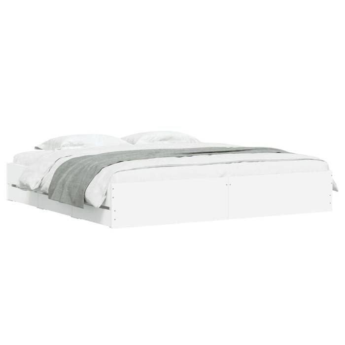 VidaXL Cadre de lit avec tiroirs blanc 200x200 cm bois d'ingénierie 3207245