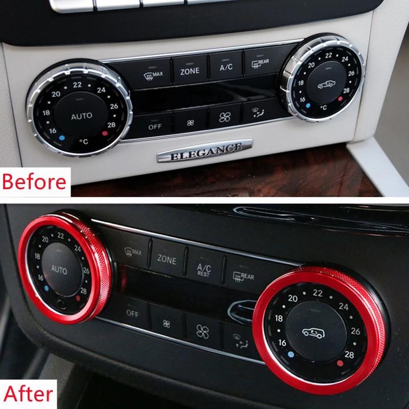 Alumínio Liga Car Ar condicionado Botão Anel Adesivo Guarnição Para Mercedes Benz C classe W204 2008-2013 Auto Interior Acessórios