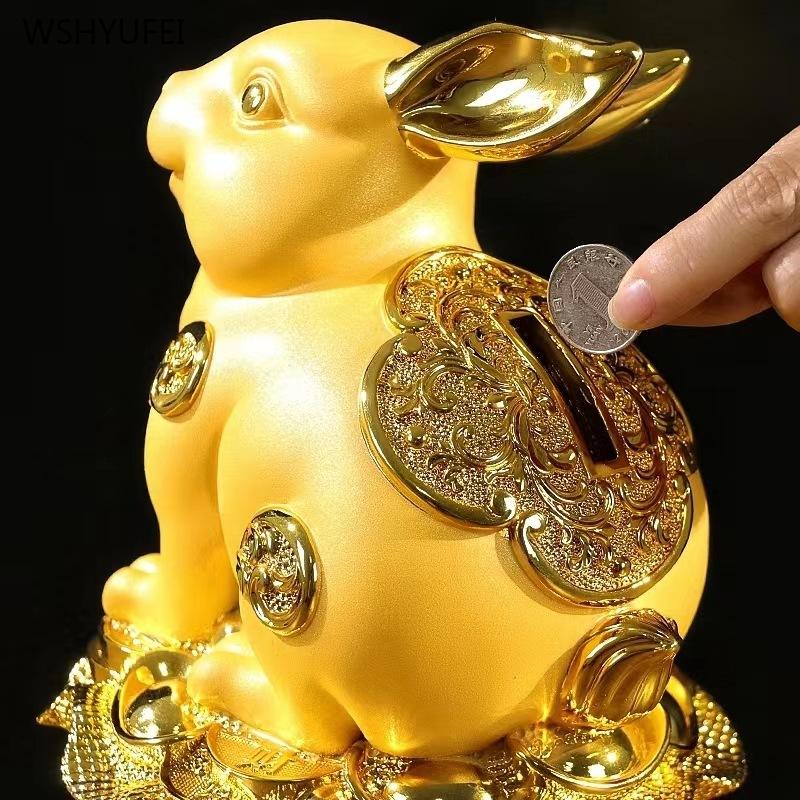 Sha Jin Rabbit Ornament Zodiac Rabbit Saves Money Decoration of Living Room, Wine Cabinet, Office Resin Craft Gifts