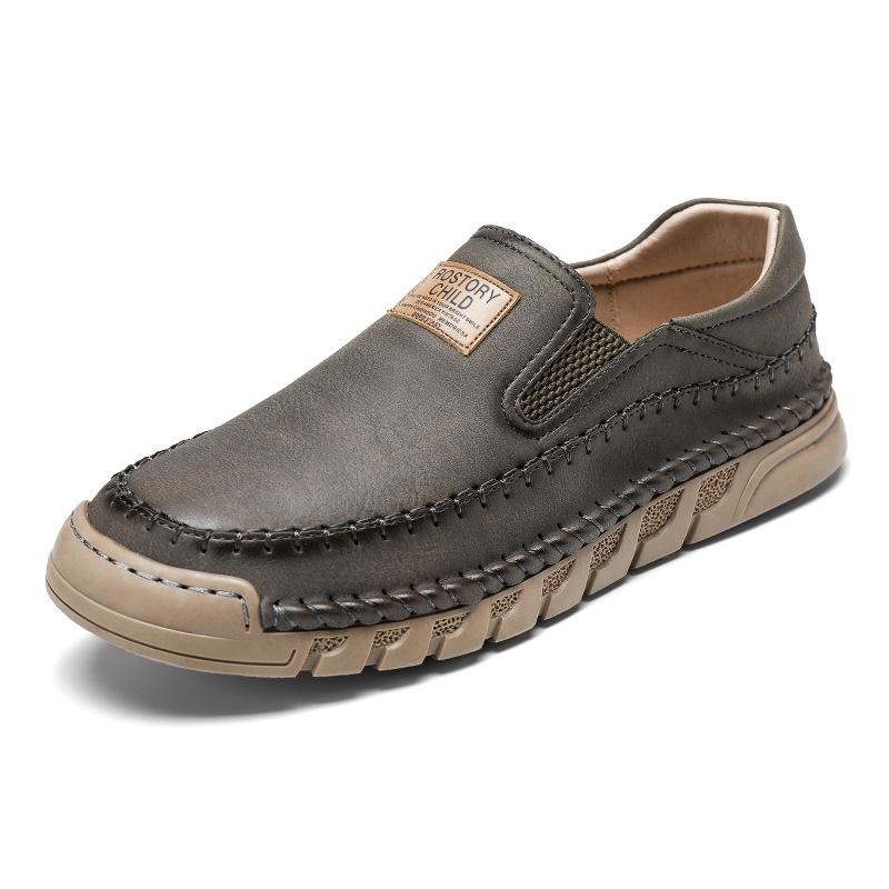 Spring and Autumn New Soft-soled Non-slip and Wear-resistant Breathable Foot Casual Leather Shoes Men's Households Commute To Work and Sew Men's Shoes