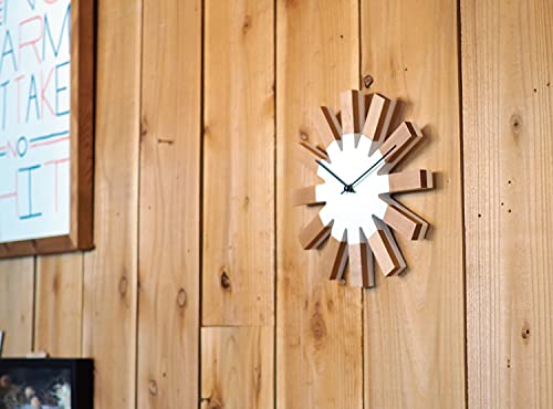 Interform Wall Clock CL-2949WH, Vierko White, Nordic Wood, W25 X H25 X D2.5cm, Sweep Movement