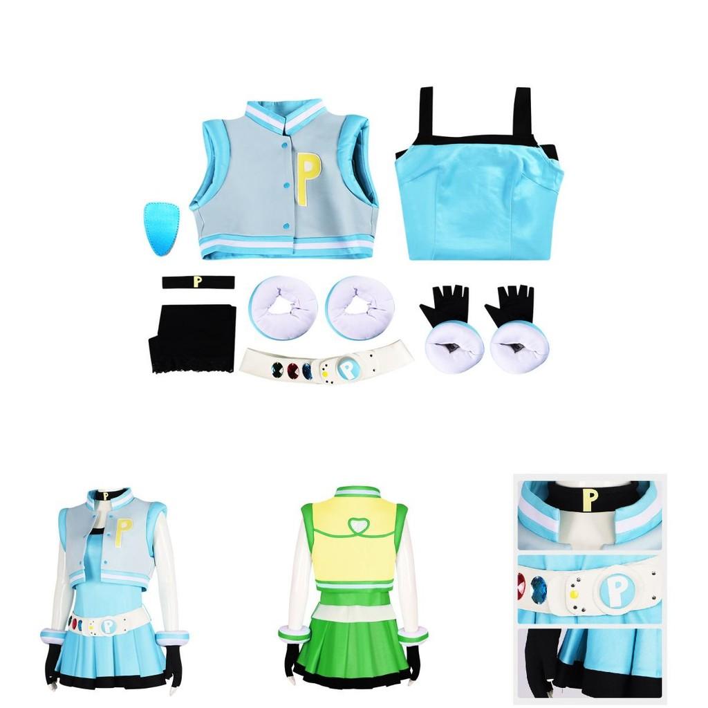 Farbenfrohes Polyester Powerpuff Girls Cosplay Kostüm Perfekt für Halloween oder Bühnenauftritte