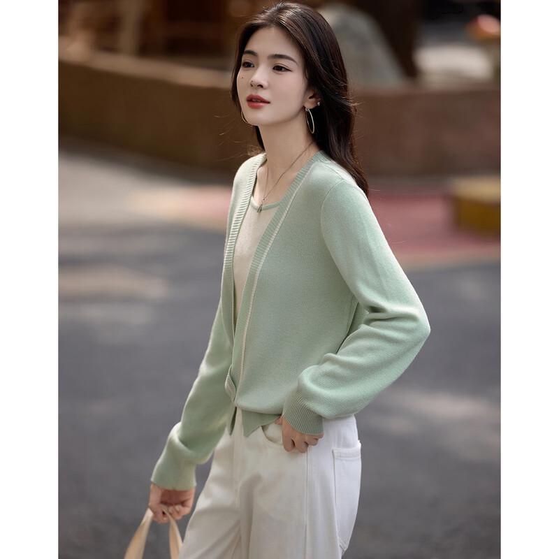 Demana Soft Light Star Yarn Merino Wool Silk Blend Deep V-neck Knit Sweater