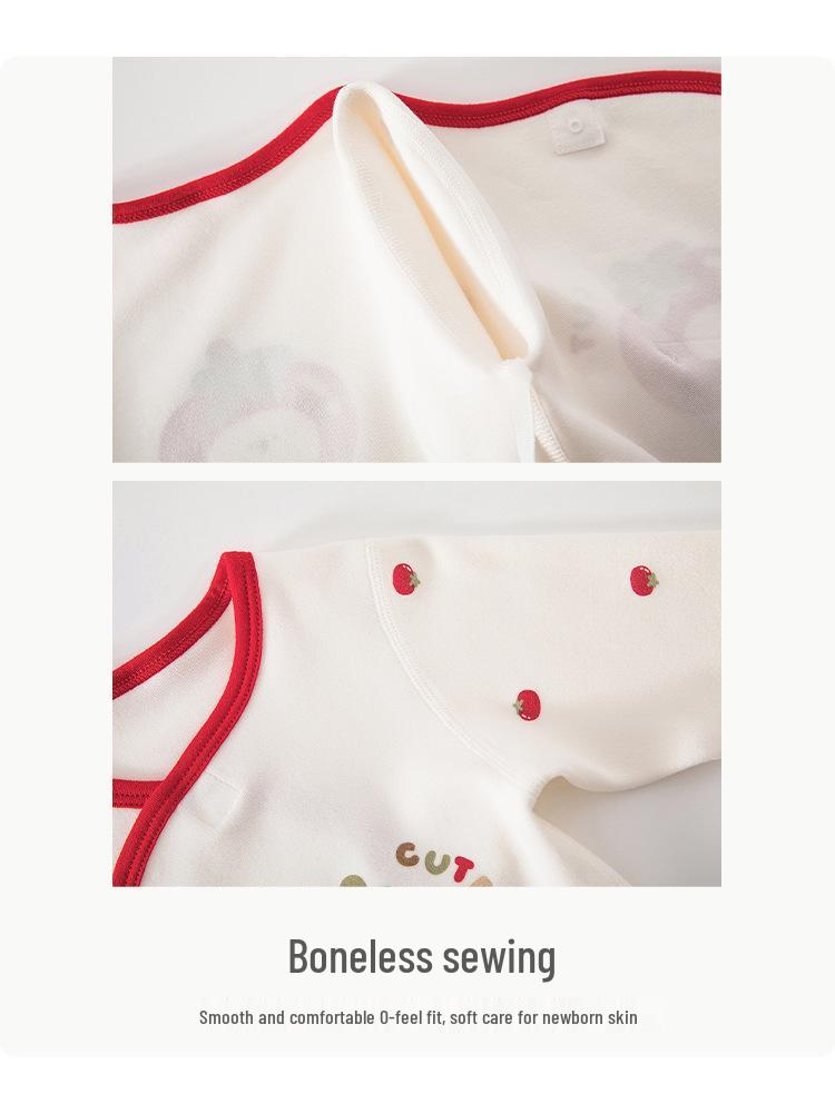 Newborn Cotton Monk Bodysuit - Red, 0-3 Months, Butterfly Design Jumpsuit for Spring/Autumn