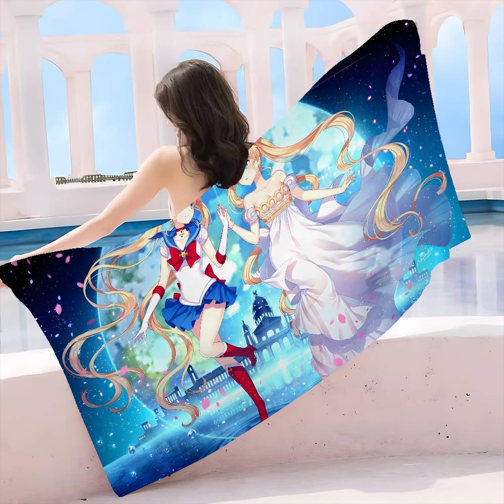 Anime R-Role S-Sailor M-Moon Große Mikrofaser Strandtücher Schnelltrocknendes Handtuch Sandstrandtücher Poolhandtuch für Reisen Schwimmbad Yoga
