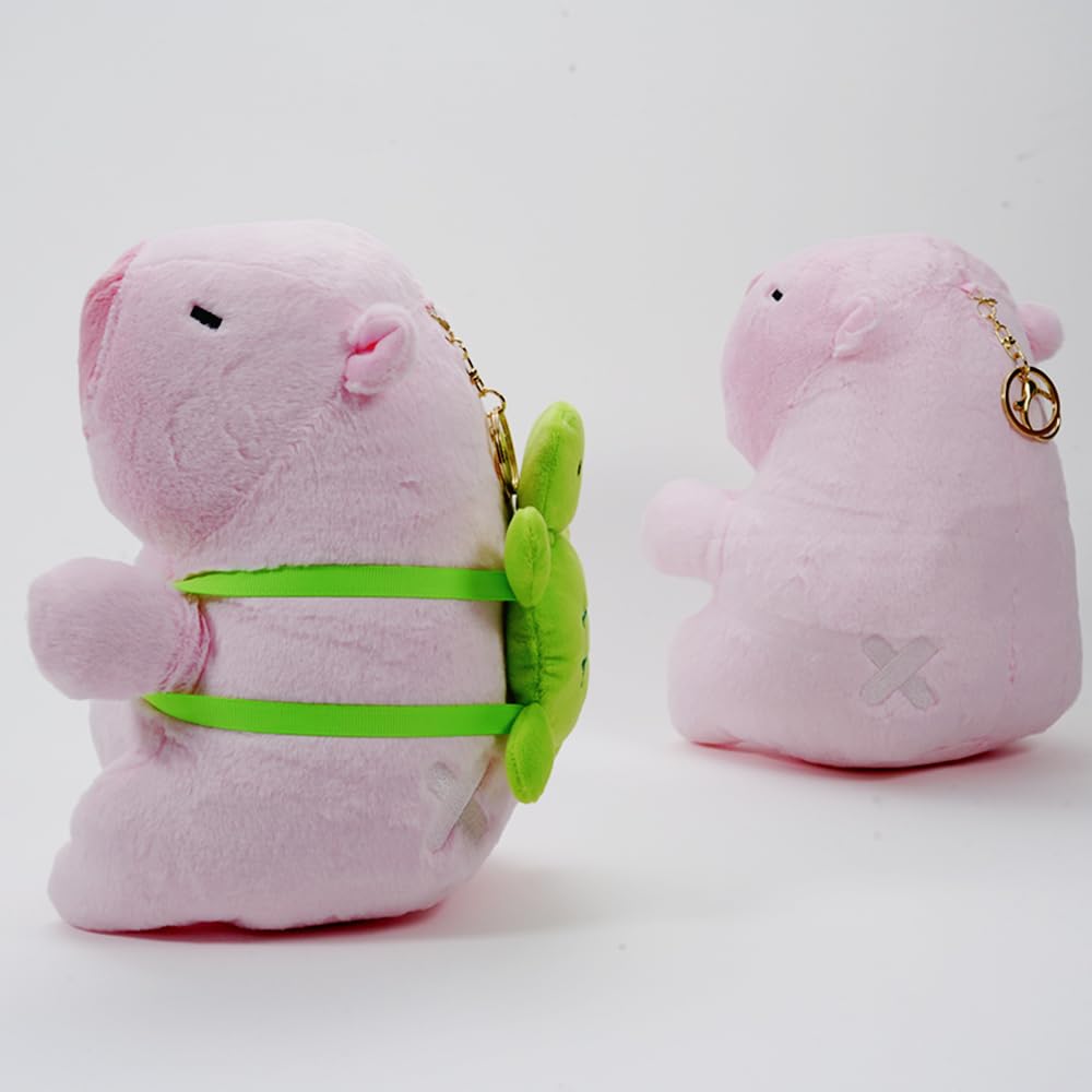 Clearstone Capybara Plush Keychain, Chavimaru Turtle with Music, 23cm, Pink