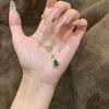 Chinese-Style Emerald Gourd Pendant with Imitation Gold and Diamante Inlay Clavicle Chain for Women