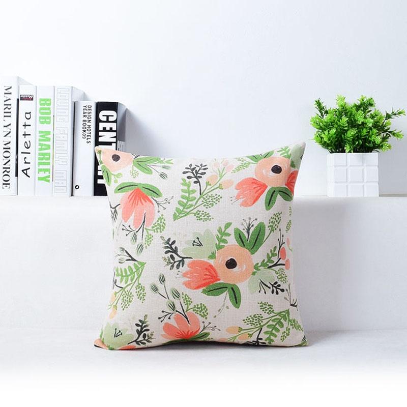 Exquisite Vivid Flower Floral Plants Linen Pillow Case For Decorative Cushion 18