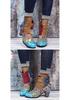 Bohemian Plus Size High Heel Martin Boots - Ethnic Style Patchwork Leather for Women
