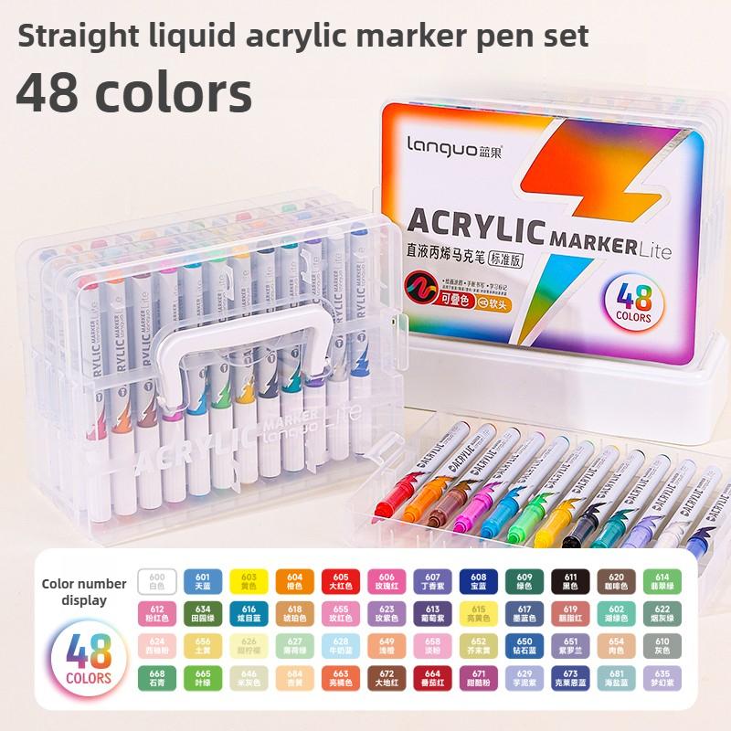 LANGUO 60/24 Colors Lightning Liquid Acrylic Marker Pens with Soft Tips Flow Smart Ink Control Art School Supplies Stationery