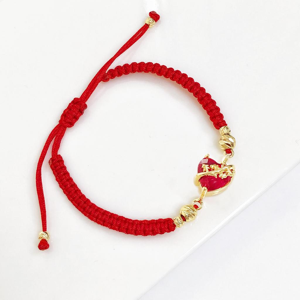Red/Black Rope Braided Sacred Heart Shaped Crystal Cross Bracelet Classic for Men Women Lucky Religious Jewelry Party Gift