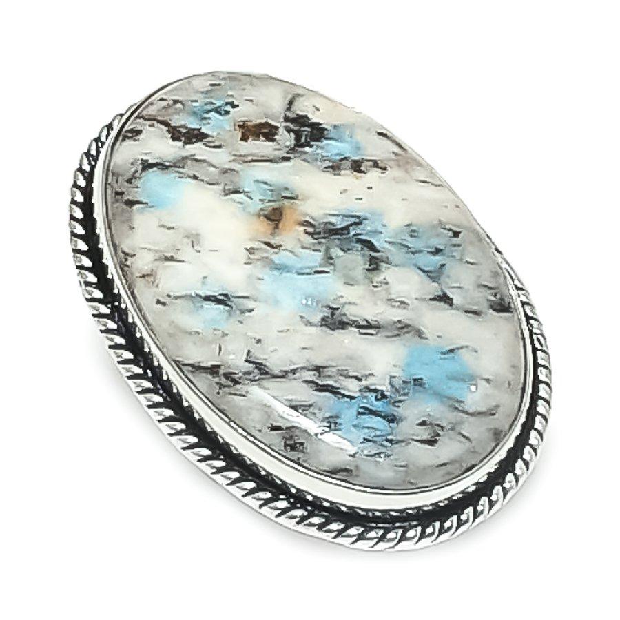 

К2 Голубой Азурит Драгоценный камень 925 Стерлинговое серебро Ювелирное кольцо Размер 7