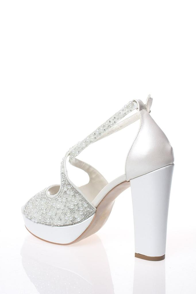 Women's Fashion Style High Heels Skin Face Pearl Party Wedding Evening Dress Shoes