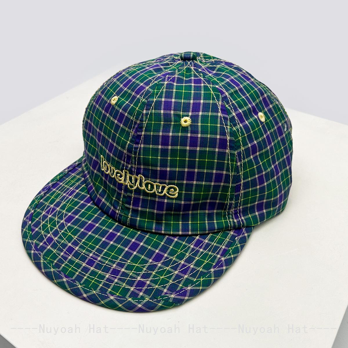 

New Men Women Quick-Dry Retro Plaid Embroidered Letters Baseball Hats Sunshade Niche Versatile Flat Brim Peaked Caps Fashion Ins 56-60cm