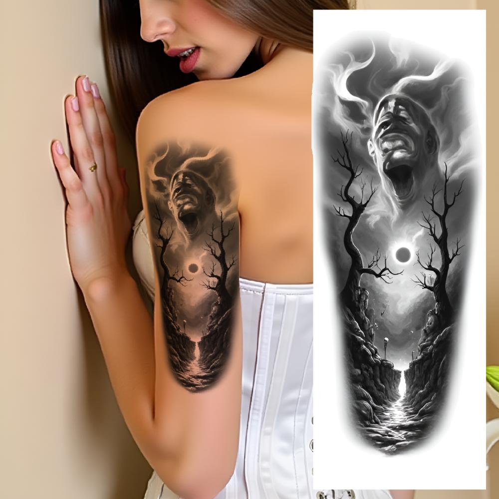 3pcs Temporary Tattoo Realistic Temporary Tattoos Skull With Reaper With Scythe Grim Reaper For Thighs Men Women