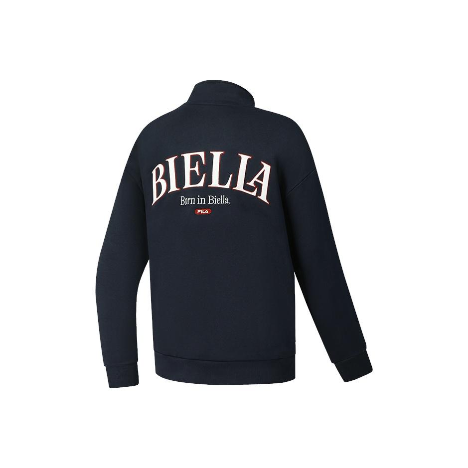 Fila Tennis Casual American Half-Zip Stand Collar Knit Sweatshirt Men Sweatshirt Sky-Blue A11M543206FBU